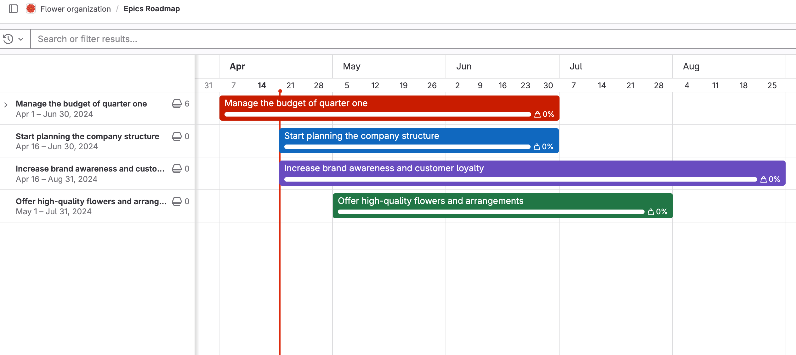 Epic color on roadmap